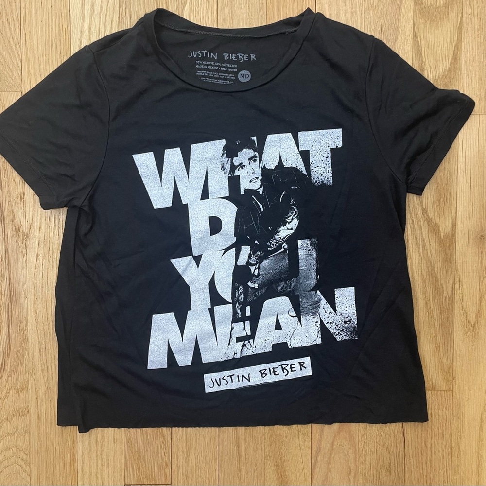Justin Bieber Tee Medium Crop Black What Do You Mean Official Merch Tour Pop